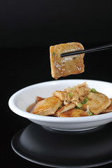 Fried tofu with meat