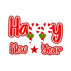 Happy new year message with ornaments. Vector illustration design