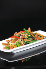 Stir fried shrimp with bean and bamboo shoots