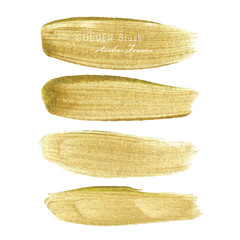 Golden brush stroke frame, Gold texture paint stain, Vector illustration.
