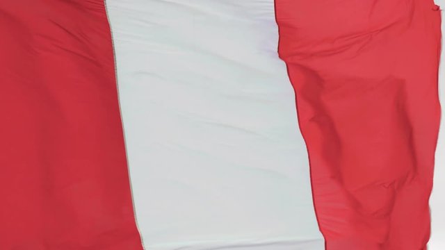 Slow motion footage of the Flag of Peru waving in the wind