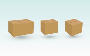 A set of brown carton boxes to deliver package for business vector illustration