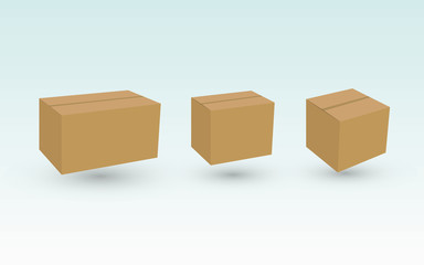 Fototapeta premium A set of brown carton boxes to deliver package for business vector illustration