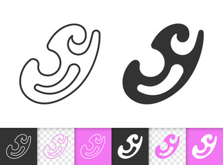 French Curve simple black line vector icon