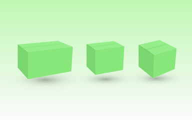 A set of green carton boxes that are environment friendly to deliver package for business vector illustration