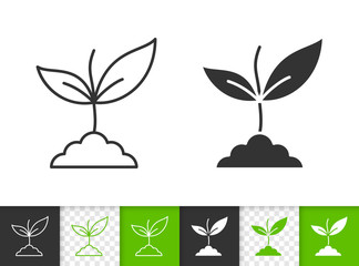 Green Leaves simple black line vector icon