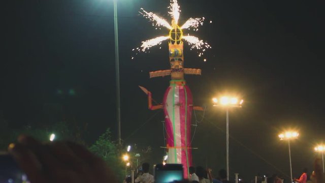 Ravana Dahan fireworks on the head.