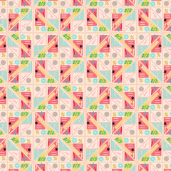 cool modern geometric pattern with math symbols and shapes in pastel colors for schools' themes in textiles, fabric, background, backdrops and other surface design projects. pattern swatch at eps. 