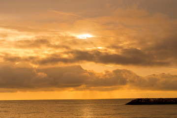 sunset with clouds background, summer time, beautiful sky