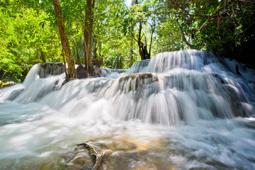 Huai Mae Khamin waterfall at Kanchanaburi , Thailand , beautiful waterfall, forest, 