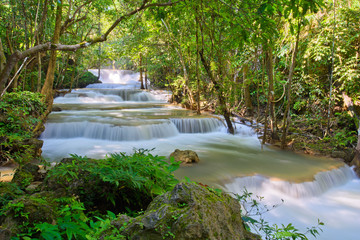 Huai Mae Khamin waterfall at Kanchanaburi , Thailand , beautiful waterfall, forest, 