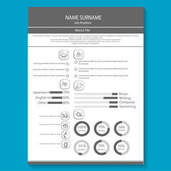 business cv resume with infography template vector