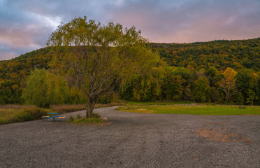 Beautiful mountain view on Appalachian trail in Vernon, New Jersey featuring tree and mountains on the background