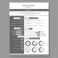 business cv resume with infography template vector