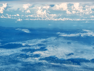 Fototapeta na wymiar Aerial view of Barma and Thailand mountains with Andaman and Nicobar islands in the background
