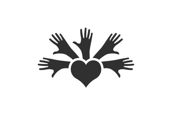 Hands of people, unity and peace, vector logo