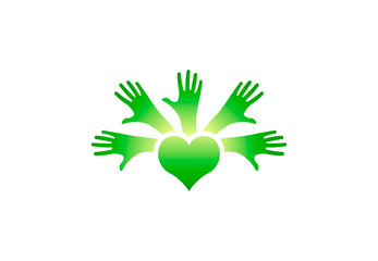 Hands of people, unity and peace, vector logo