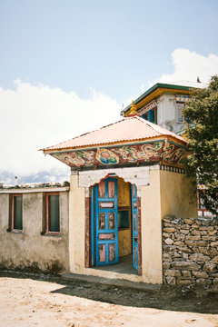 Colorful doors to a Buddhist Temple in the Himalayas