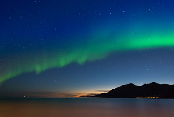 Naklejka na ściany i meble The polar lights in Norway. Tromso.Grotfjord