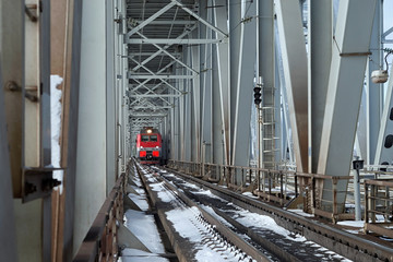 Amur bridge, Trans siberian railway. Khabarovsk, far East, Russia.