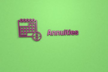Text Annuities with purple 3D illustration and green background
