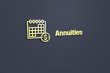 Text Annuities with yellow 3D illustration and dark background
