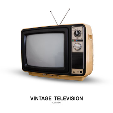 Vintage TV isolated on white background .