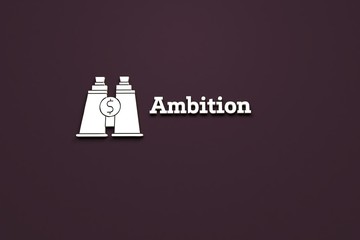 Illustration of Ambition with yellow text on dark background