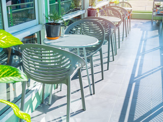 Modern chairs in cafe outdoor