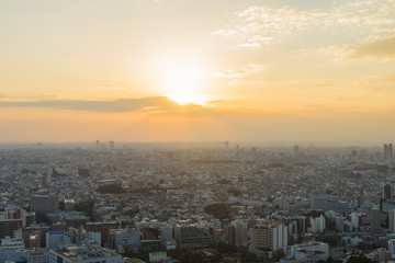sunset view of tokyo