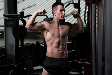 Obraz na płótnie Canvas Bodybuilder Performing Biceps Pose