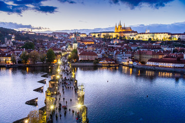 Charles bridge on Moldau river, Lesser town (UNESCO), Prague castle, Prague, Czech republic