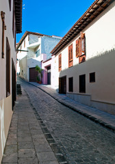 View of a paved road in the Spanish town of La Orotava