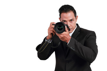 professional photographer man isolated and white background