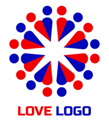 Teamwork Couple Heart Logo