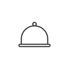 Hotel restaurant food tray outline icon. linear style sign for mobile concept and web design. Food platter serving simple line vector icon. Symbol, logo illustration. Pixel perfect vector graphics