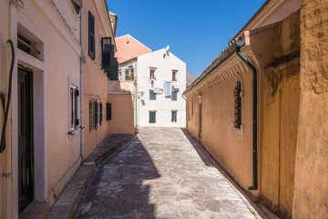 Fototapeta na wymiar Street in the old town of Corfu island, Greece 