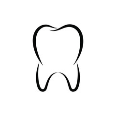 Outline tooth icon. Symbol tooth isolated on white background. Logo dental. Dental care design template. Vector illustration