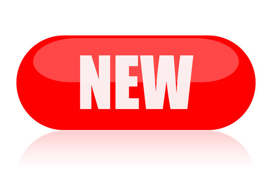 New red oval button isolated on white background