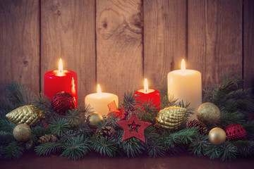 Christmas wreath on old dark background