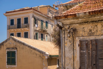 Fototapeta na wymiar Architecture in the old town of Corfu island, Greece