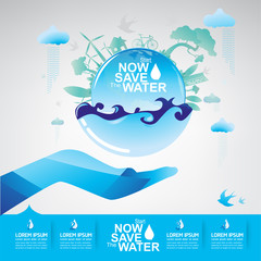 Save Water Vector Concept Start Save