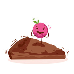 Cute cake cartoon character isolated on white background vector logo