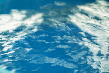 The smooth natural blue water background with bokeh  abstract on the sea or ocean,vintage and soft colored blur.