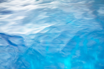 The smooth natural blue water background with bokeh  abstract on the sea or ocean,vintage and soft colored blur.