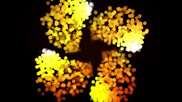 A slick modern motion graphics animation of an exploding, calmness, then imploding dot tunnel. Colorful Particles dots moving with depth of field. Glowing dots on black background version. Beautiful