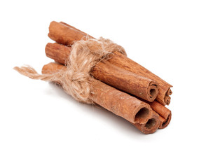 Cinnamon sticks isolated on white background