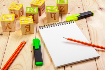 abc alphabet with paper note book