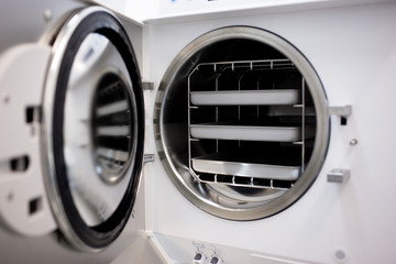 Fryazino, Russia - 06 11 2018: medical device for sterilization of medical devices. cleanliness, quality services of medical clinics