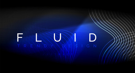 Neon glowing fluid wave lines, magic energy space light concept, abstract background wallpaper design, ripple texture illustration